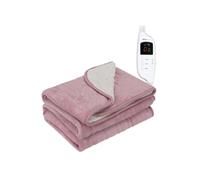 MONHOUSE Heated Electric Throw 9H Timer 9 Heat Setting Shearling Fleece Blanket in Pink | Size: Single MONHOUSE Pink Single
