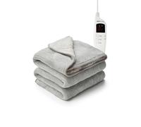 MONHOUSE Heated Electric Throw 9H Timer 9 Heat Setting Shearling Fleece Blanket in Silver | Size: Single MONHOUSE Silver Single