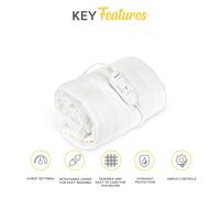 MONHOUSE Heated Electric Under Blanket Mattress Topper 3 Heat Settings - Heated Throw - Double - White