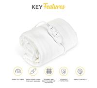 MONHOUSE Heated Electric Under Blanket Mattress Topper 3 Heat Settings - Heated Throw - King - White