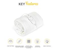 MONHOUSE Heated Electric Under Blanket Mattress Topper 3 Heat Settings - Heated Throw - Single - White