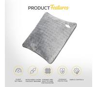 Monhouse Heated Pillow Grey Cushion - Heating Pad For Neck Back Shoulder Pain Relief Detachable Controller 3 Settings 45X45Cm