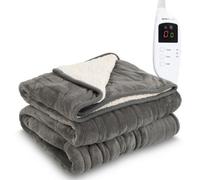 Monhouse Heated Throw - Electric Blanket - Digital Controller - 9Hr Timer, 9 Heat Settings - Double 150X200Cm - Grey Shearling