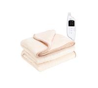 Monhouse Heated Throw - Electric Blanket - Digital Controller - 9Hr Timer, 9 Heat Settings - Single 130X160Cm - Beige Shearling