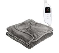 Monhouse Heated Throw - Electric Blanket - Digital Controller - 9Hr Timer, 9 Heat Settings - Single 130X160Cm - Grey