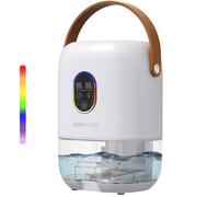 MONHOUSE Premium Dehumidifer - 1000ml - Ultra Quiet Electric Moisture Absorber - 7 Colorful Nightlight, 2 Working Modes, Touch Screen, Auto Shut Off, Humidity & Temperature Indicator - White