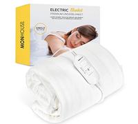 MONHOUSE Premium Soft Fleece Electric Blanket - Heated Under Blanket - Heated Mattress Cover - Detachable Controller & Machine Washable - 3 Heat Settings - Single 65x135cm - White