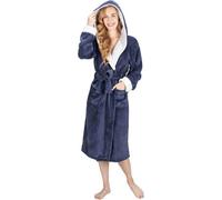 Monhouse Womens Dressing Gown - Cosy Long Bathrobe - Ladies Flannel Luxury Housecoat - Fluffy Spa Robe - Purple Sherpa - Uk 12-14