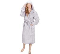 Monhouse Womens Dressing Gown - Long Bathrobe - Ladies Flannel Luxury Housecoat - Fluffy Spa Robe - Dark Purple Shearling Uk 16-18