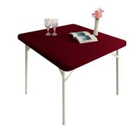 Monibana Cocktail Fitted Spandex Stretch Small Square Table Cover Elastic Tablecloth for Accent Table - 24x24 Inch, Burgundy