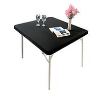 Monibana Cocktail Fitted Spandex Stretch Square Table Covers Caps Elastic Square Tablecloth Black Table Topper 36x36 Inch