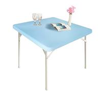 Monibana Cocktail Fitted Spandex Stretch Square Table Covers Caps Elastic Square Tablecloth Blue Mist Table Topper 34x34 Inch