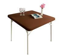 Monibana Cocktail Fitted Spandex Stretch Square Table Covers Caps Elastic Square Tablecloth Brown Table Topper 34x34 Inch