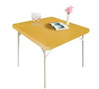 Monibana Cocktail Fitted Spandex Stretch Square Table Covers Caps Elastic Square Tablecloth Gold Table Topper 48x48 Inch
