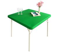 Monibana Cocktail Fitted Spandex Stretch Square Table Covers Caps Elastic Square Tablecloth Green Table Topper 34x34 Inch