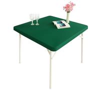 Monibana Cocktail Fitted Spandex Stretch Square Table Covers Caps Elastic Square Tablecloth Hunter Green Table Topper 34x34 Inch