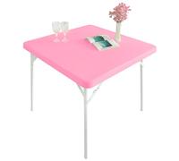 Monibana Cocktail Fitted Spandex Stretch Square Table Covers Caps Elastic Square Tablecloth Pink Table Topper 34x34 Inch