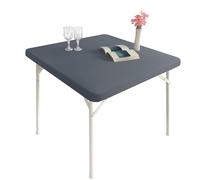 Monibana Spandex Stretch Square Table Covers Caps Cocktail Fitted Elastic Square Tablecloth Gray 48x48 Inch