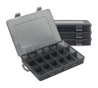 MoNiBloom 18-Grid Small Tackle Boxes Organizer with Removable Dividers Adjustable Compartment Plastic Storage Box Waterproof Container Case for Fishing Tackles, Art Crafts, Beads, Jewelry (4-Pack)