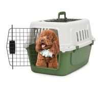 MoNiBloom 22-Inch Dog Crate Plastic 2-Door Top Loading Cat Carrier, Hard-Sided Dog Travel Carrier for Small Dogs and Cats, Ventilation and Security Lock Design for Pets up to 22 lbs (Green)