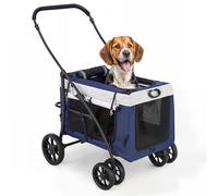 MoNiBloom Dog Cat Stroller for Dogs Cats, 4 Wheels Pet Stroller Jogger w/Detachable Carrier, Travel Strolling Cart, Soft Collapsible Dog Crate