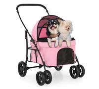 MoNiBloom Pet Stroller for Large Dogs up to 45lbs, 4-Wheels Folding Dog Stroller with 3 Entrances, Pet Wagon Travel Carrier Joggingn Stroller