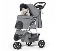 MoNiBloom Pet Stroller for Small/Medium Dogs and Cats up to 33 lbs, Gray