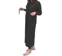 Monica + Andy Organic Cotton Printed Lounge Robe for Women or Maternity, black, M-L