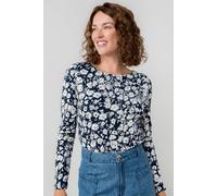 Monica Long Sleeve Stretch Cotton Jersey Boat Neck Top Lily & Me Navy 18