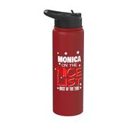 Monica On The Nice List Funny Christmas Monica Name Stainless Steel Insulated Water Bottle