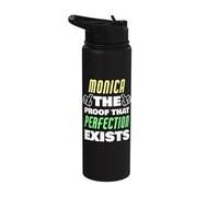 Monica The Proof that Perfection Exists Funny Monica Name Stainless Steel Insulated Water Bottle