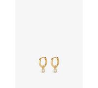 Monica Vinader Womens Monica Vinader 18ct Yellow Gold-Plated Vermeil Sterling Silver and White Topaz Huggie Earrings White