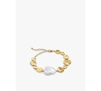 Monica Vinader Womens Monica Vinader Capri 18ct Yellow Gold-Plated Vermeil Sterling-Silver and Keshi-Pearl Bracelet Yellow Gold M/L