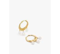 Monica Vinader Womens Monica Vinader Capri Baroque 18ct Yellow Gold-Plated Vermeil Sterling-Silver and Pearl Hoop Earrings Yellow Gold 1 Size