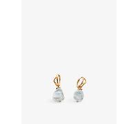 Monica Vinader Womens Monica Vinader Keshi 18ct Yellow Gold-Plated Sterling Silver Vermeil and Freshwater Pearl Hoop Earrings White 1 Size