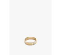 Monica Vinader Womens Monica Vinader Recycled 18ct Yellow-Gold Vermeil Plated Sterling-Silver and 0.015ct Diamond Band Ring Yellow Gold K