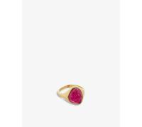 Monica Vinader Womens Monica Vinader Rio Recycled 18ct Yellow Gold-Plated Vermeil Sterling-Silver and Pink Quartz Signet Ring Gold P