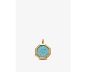 Monica Vinader Womens Monica Vinader St. Christopher 18ct Yellow Gold-Plated Vermeil Sterling-Silver and Turquoise Pendant Blue 1 Size