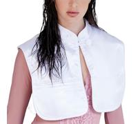 MONII Hair & Makeup Cape - Cotton & Satin, Anti-Frizz, Water Absorbent, Dry with Ease, Comfort & Protection for Self-Care, White, M/L