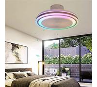 MONIK Ceiling Fan with Lights Dimmable RGB Color Changing Silent Ceiling Light with Fans and Bluetooth Speaker Remote Control Timing Ceiling Fan with Lamps Hidden Blade for Bedrooms