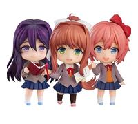 Monika Anime Figure Monika/Yuri/Sayorii Action Figures Q Version Cartoon Game Characters Model Replaceable Face and Accessory PVC Statue Ornaments Desktop Collection Gifts Fans (Monika+Yuri+Sayorii)