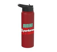 Monika Because Superheroes Need A Sidekick Funny Monika Name Stainless Steel Insulated Water Bottle
