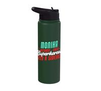 Monika Because Superheroes Need A Sidekick Funny Monika Name Stainless Steel Insulated Water Bottle