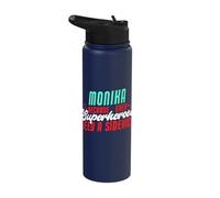 Monika Because Superheroes Need A Sidekick Funny Monika Name Stainless Steel Insulated Water Bottle
