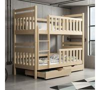 Monika Bunk Bed With Flex Slats 2 Drawers Safety Rails Reversible Ladder Converts To Two Single Beds 80X180 Pine