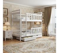 Monika Bunk Bed With Flex Slats 2 Drawers Safety Rails Reversible Ladder Converts To Two Single Beds 80X180 White