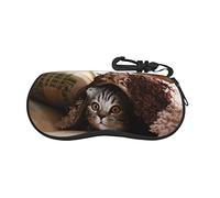 MONIKAR Cat Under Blanket Ultra Light glasses case, Porteble Travel Slip in Eyeglasses Bag Sunglasses Pouch Holder with Belt Clip