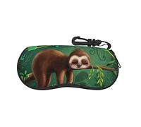 MONIKAR Cute Funny Sloth Relaxing on The Jungle Tree Ultra Light glasses case, Porteble Travel Slip in Eyeglasses Bag Sunglasses Pouch Holder with Belt Clip