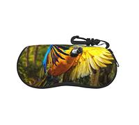MONIKAR yellow wings blue parrot Ultra Light glasses case, Porteble Travel Slip in Eyeglasses Bag Sunglasses Pouch Holder with Belt Clip