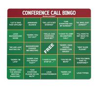 Monilee and Bella Fun and Functional Conference Call Bingo Mouse Pad - Perfect Office Gift for Co-Workers - Spice Up Virtual Meetings with Humor and Efficiency (Red Header/Green Body)